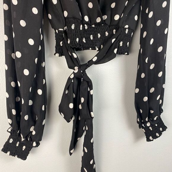 Lovers and Friends Chandra Polka Dot Smocked Cropped Top - Picture 6 of 9